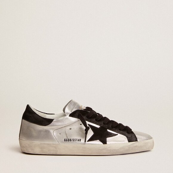 Golden Goose Superstar Sneakers Round Toe Lace Up Low Top Leather in Silver - Picture 3 of 15
